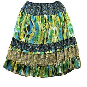 Notations Peasant Tiered Midi Skirt Boho Floral Earthy Romantic Size XL G348